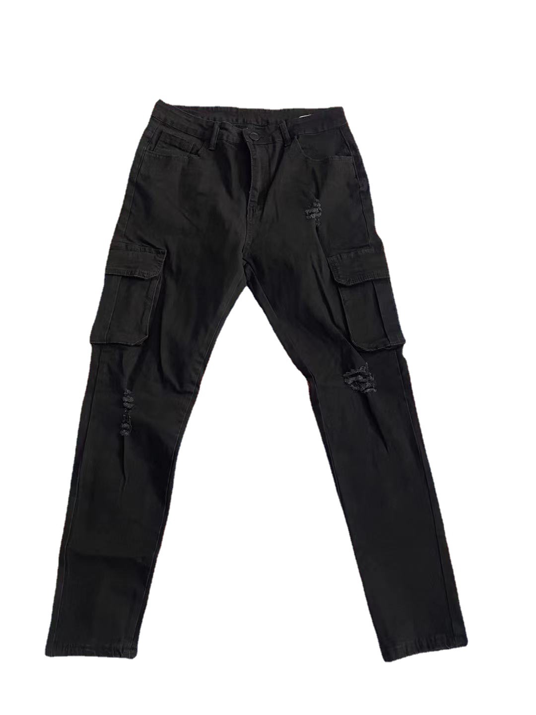 Multi-pocket ripped stretch pencil jeans 102