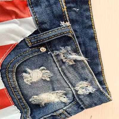 New American flag ripped tassel denim shorts for women 28