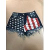 New American flag ripped tassel denim shorts for women 28