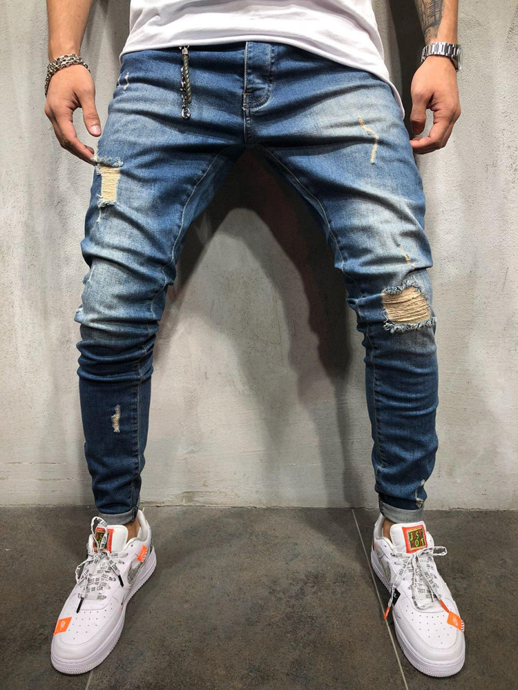 New fashion youth ripped skinny feet men's jeans 109