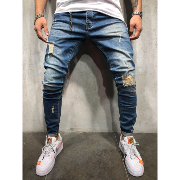 New fashion youth ripped skinny feet men's jeans 109