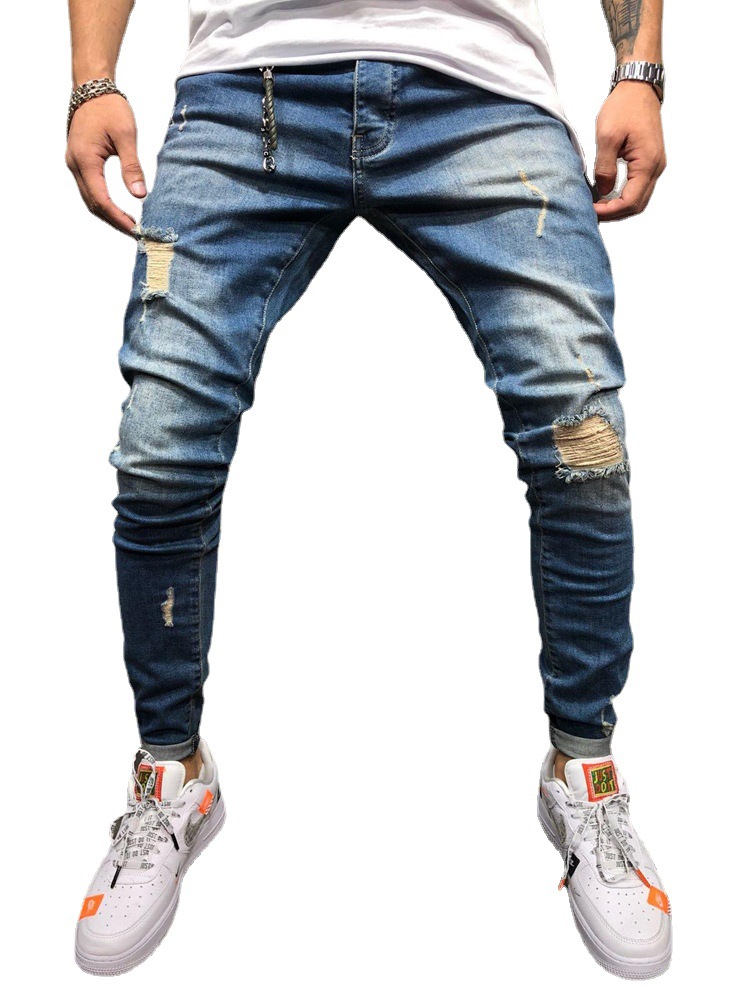 New fashion youth ripped skinny feet men's jeans 109