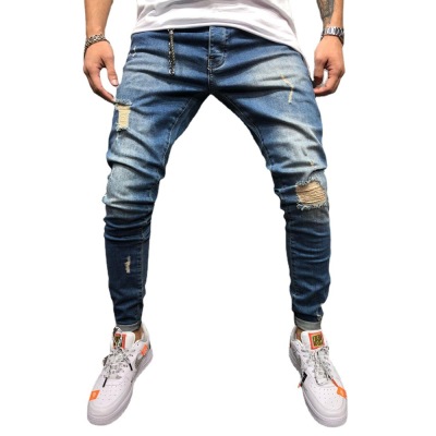 New fashion youth ripped skinny feet men's jeans 109