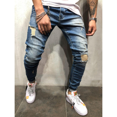 New fashion youth ripped skinny feet men's jeans 109