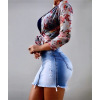 New gradient color ripped sexy zipper bag hip denim skirt 54