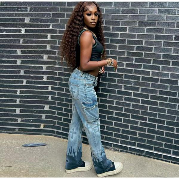 New sexy slim cross straight denim trousers 81