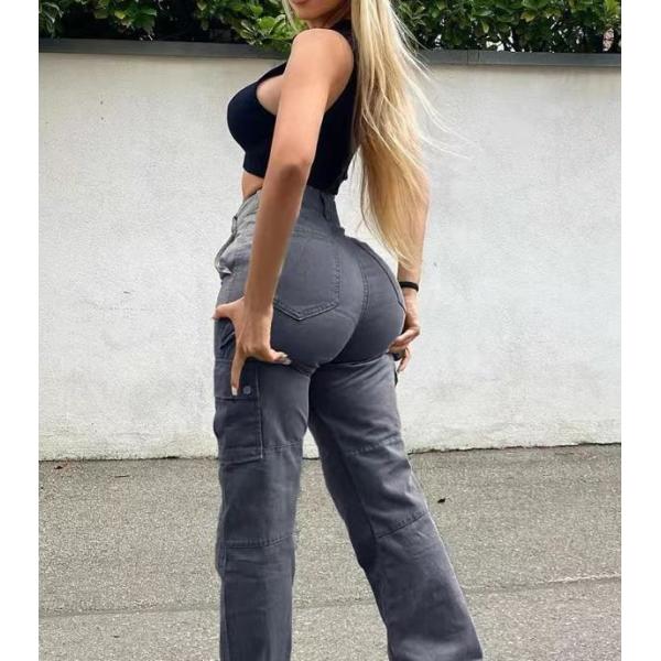 New style hip trousers high waist multi-pocket tooling fashion 4