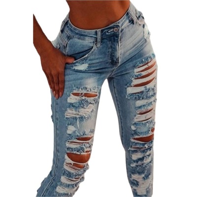 New style many holes skinny jeans trousers 92 