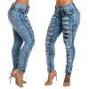 New style ripped high waist skinny jeans with buttonholes 74