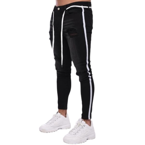 New white slim-fit ripped pencil pants 22