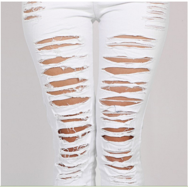Personalized Beggar Frayed Stretch Jeans Women's Trousers 114