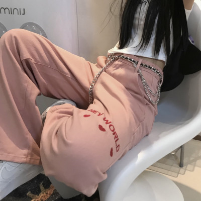Pink Girl Love Jeans High Waist Slim Wide Leg Pants 129
