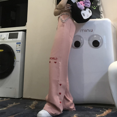 Pink Girl Love Jeans High Waist Slim Wide Leg Pants 129