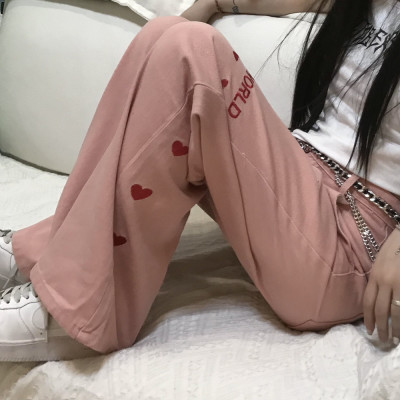 Pink Girl Love Jeans High Waist Slim Wide Leg Pants 129