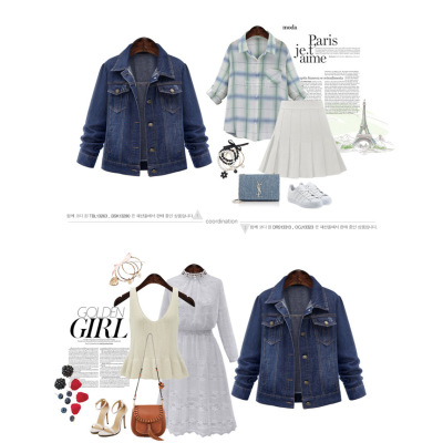 Plus size women's classic denim jacket 134