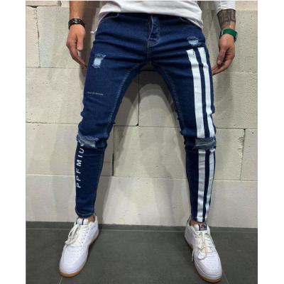 Ripped stretch skinny jeans, printed jeans for men 111