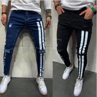Ripped stretch skinny jeans, printed jeans for men 111