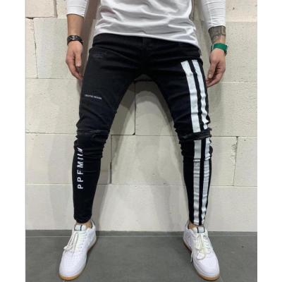 Ripped stretch skinny jeans, printed jeans for men 111