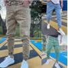 Ripped trendy color slim denim trousers for men 10