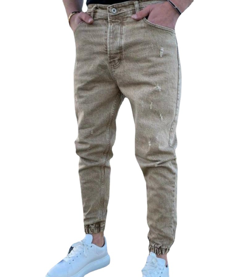 Ripped trendy color slim denim trousers for men 10