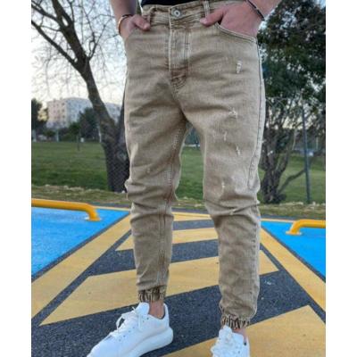 Ripped trendy color slim denim trousers for men 10