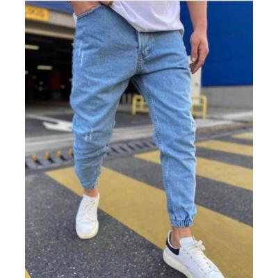 Ripped trendy color slim denim trousers for men 10