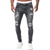 Ripped white slim-fit denim trousers fashion 11