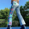 Side embroidered flower high waist bootcut trousers 7