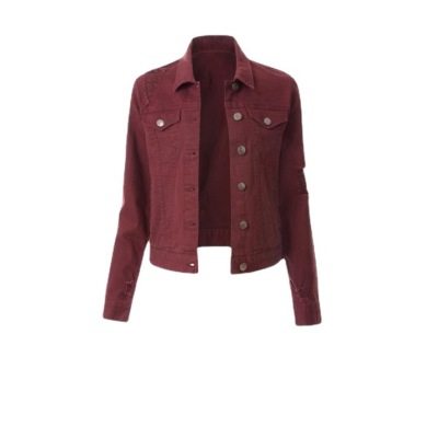 Slim Fit Ripped Denim Top Ladies Denim Jacket 29