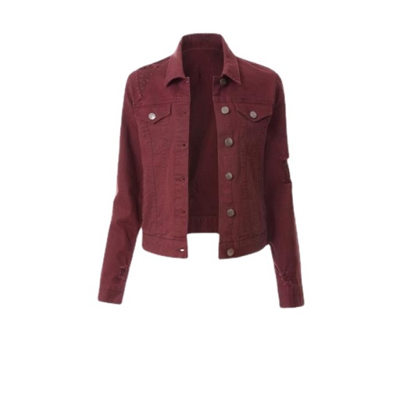 Slim Fit Ripped Denim Top Ladies Denim Jacket 29