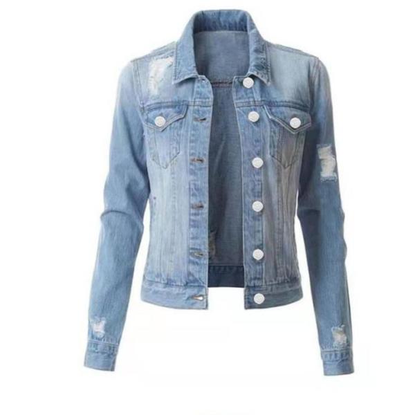 Slim Fit Ripped Denim Top Ladies Denim Jacket 29