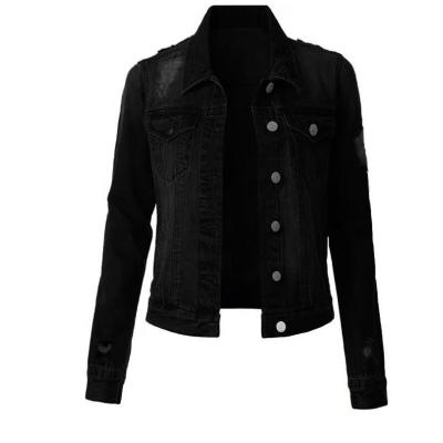 Slim Fit Ripped Denim Top Ladies Denim Jacket 29