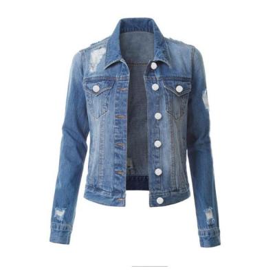 Slim Fit Ripped Denim Top Ladies Denim Jacket 29