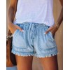 Street Style Elastic Waist High Waist Thin Denim Shorts Women 104