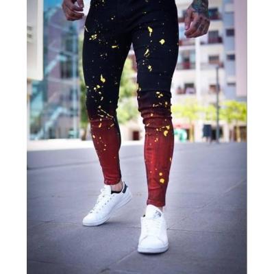 Stretch Skinny Stretch Jeans Gradient Painted Denim Trousers Men 86