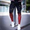 Stretch Skinny Stretch Jeans Gradient Painted Denim Trousers Men 86