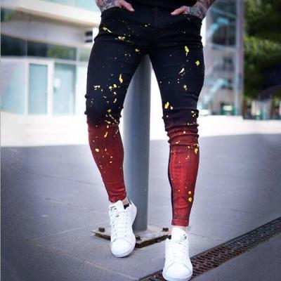Stretch Skinny Stretch Jeans Gradient Painted Denim Trousers Men 86