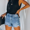 Summer new raw edge ripped foreign trade denim shorts women 97