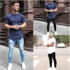 Washed Skinny Knee Hole Men's Trousers 112