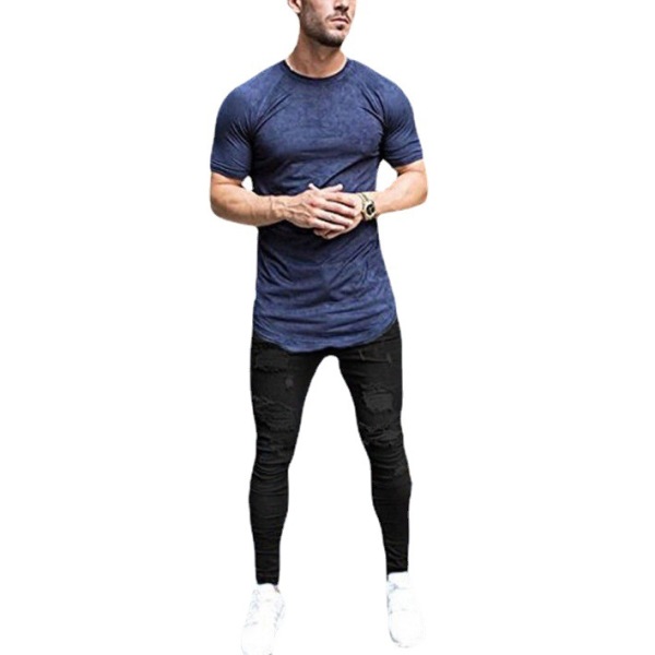 Washed Skinny Knee Hole Men's Trousers 112