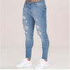 Washed Skinny Knee Hole Men's Trousers 112