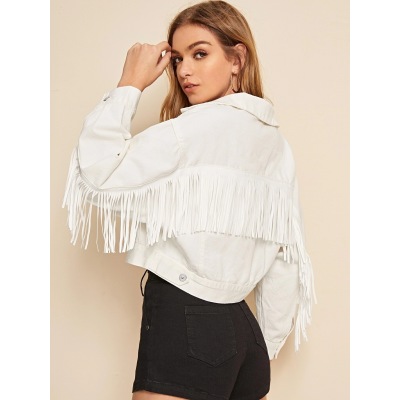 women's denim short coat fashion fringed jacket 127 