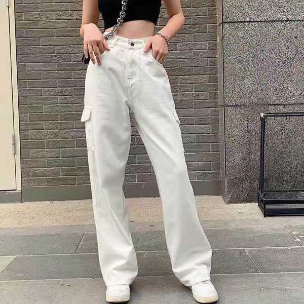 women's drape high waist straight leg jeans 130