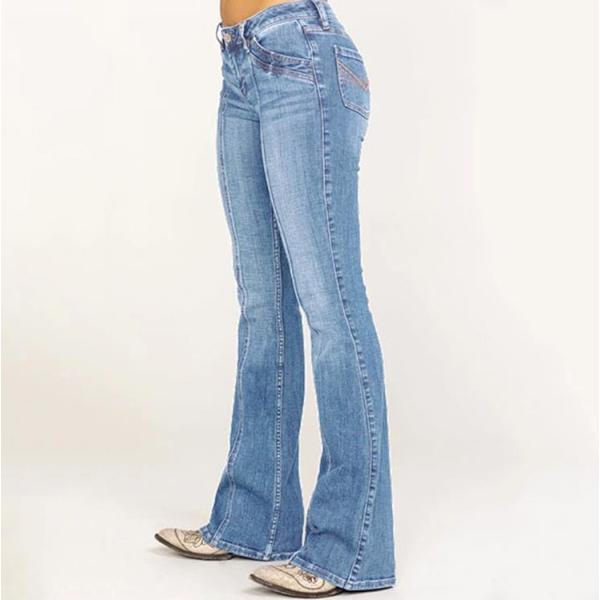women's embroidered washed flared trousers 49