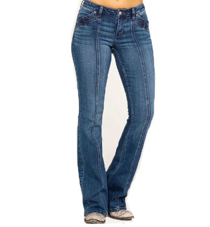 women's embroidered washed flared trousers 49