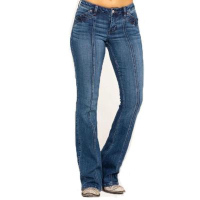 women's embroidered washed flared trousers 49