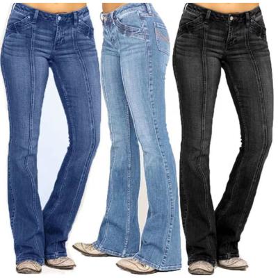 women's embroidered washed flared trousers 49