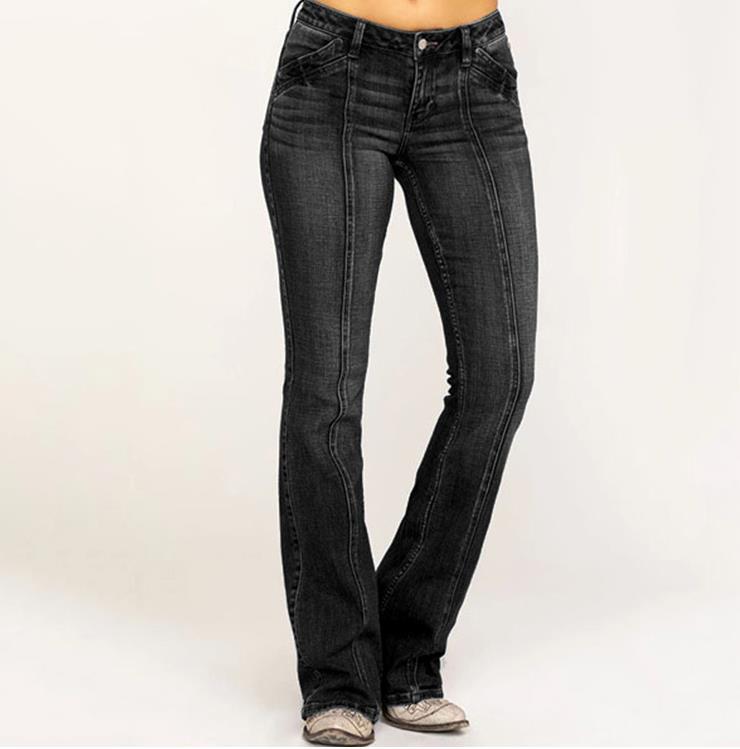 women's embroidered washed flared trousers 49