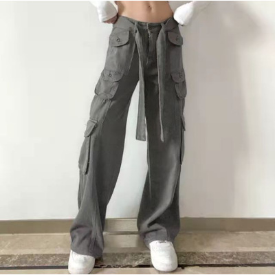 Women's Fashion Casual Denim Pants with Multiple Pockets140