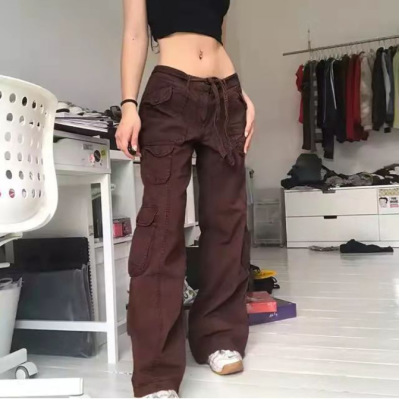 Women's Fashion Casual Denim Pants with Multiple Pockets140